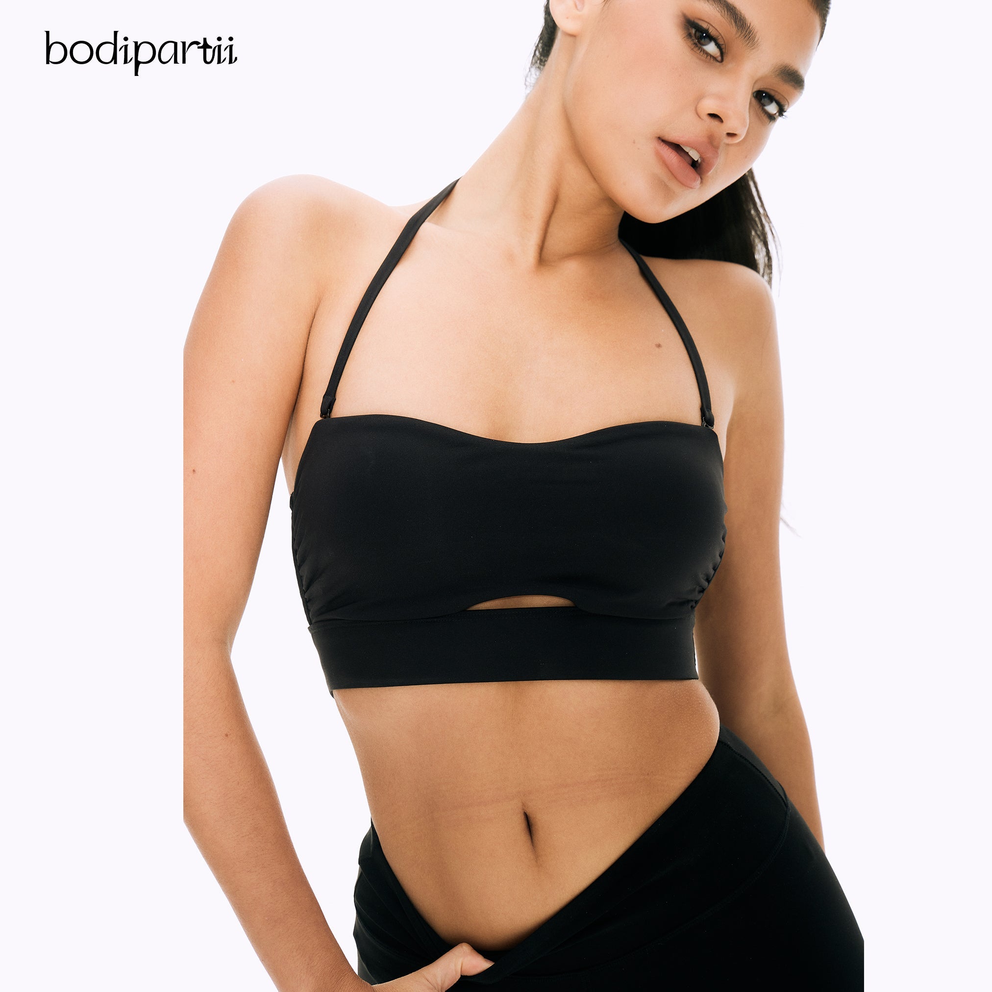 Halter Neck Cutout Slim Fit Workout Crop Top