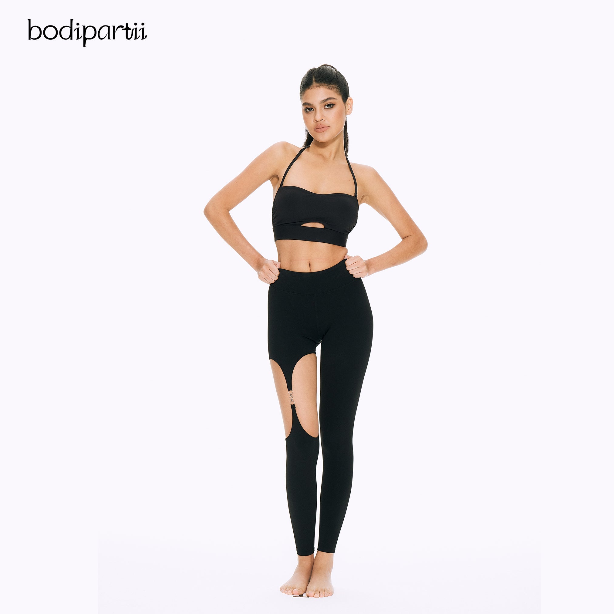 High Waisted Cutout Metal Buckle Leggings